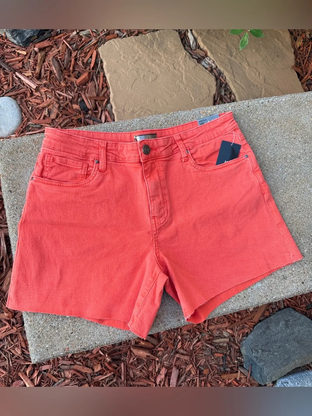 Kut from the Kloth Ladies 8 Tangerine High-Rise Denim ‘Long’ Shorts